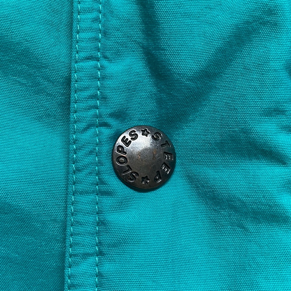 Vintage Steep Slopes Puffer Jacket Blue White Yellow 80s Snow - Womens Medium - Picture 16 of 16
